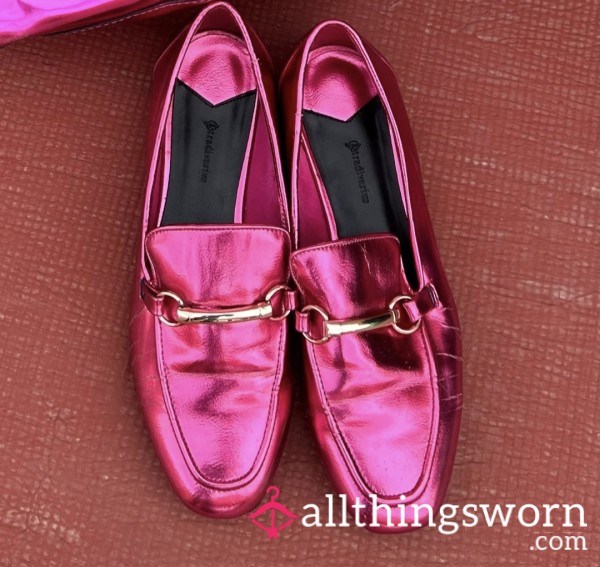 Hot Pink Loafers With Gold🩷😍|Well-worn| Smelly|