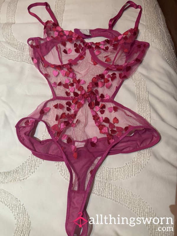 Hot Pink Love Heart Bodysuit