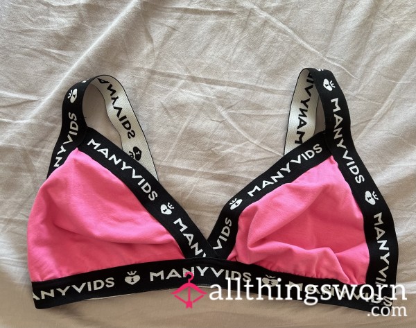 Hot Pink ManyVids Bra - Worn By Creator, Deep Plunge Cleavage