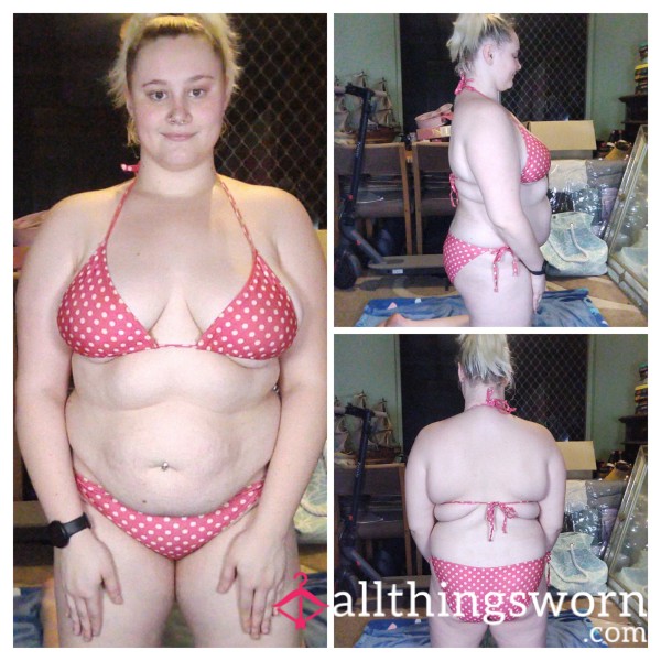 💖 Hot Pink Polka Dot Bikini Set – Size L 💖