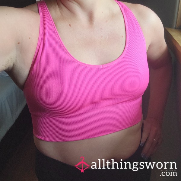 Hot Pink Puma Sports Bra With Criss-cross Back
