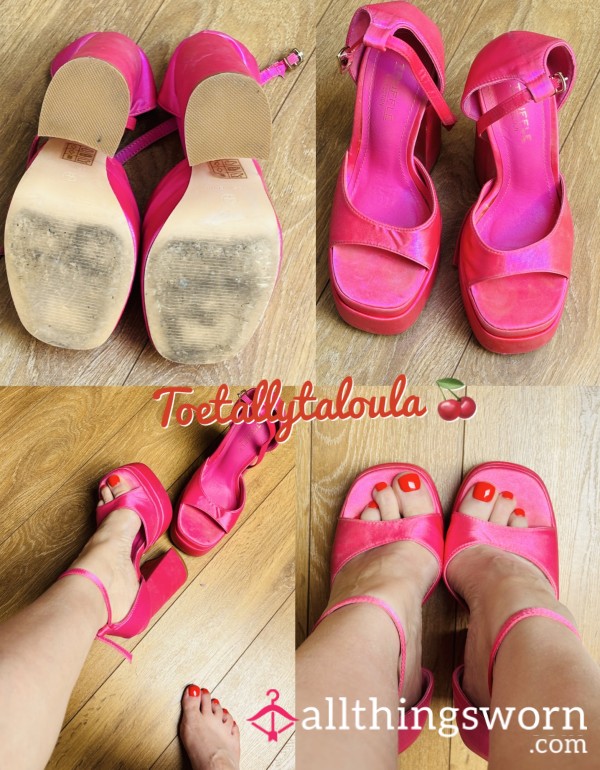 Hot Pink Satin Size 3 High Heels