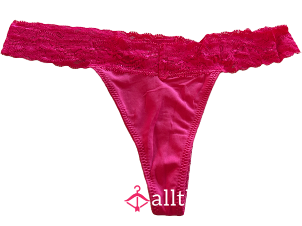 Hot Pink Thong W/ Lace Waistband