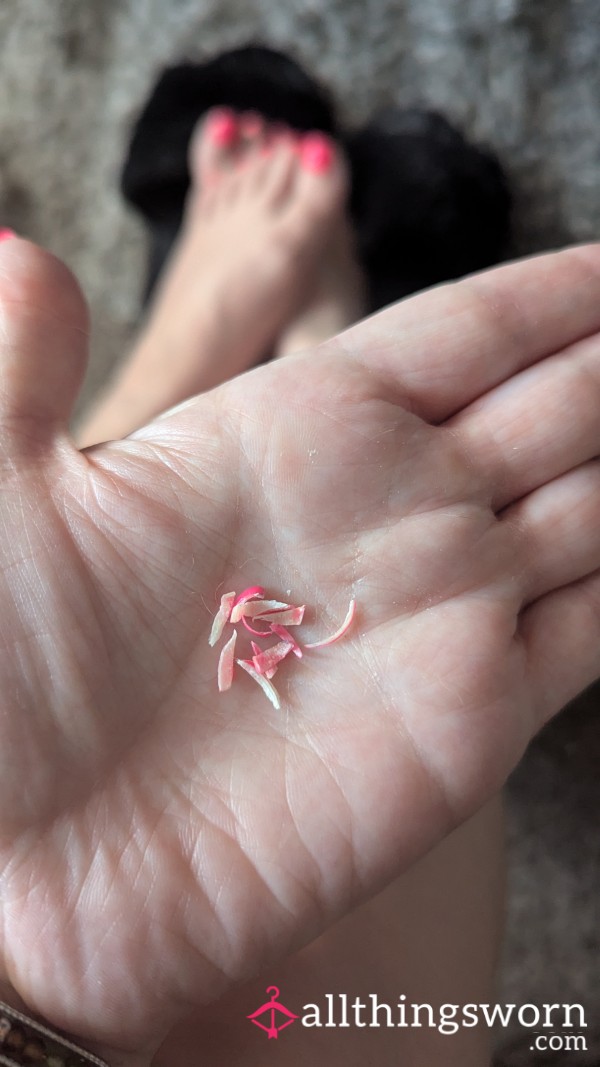 Hot Pink Toe Nail Clippings For Foot Slaves