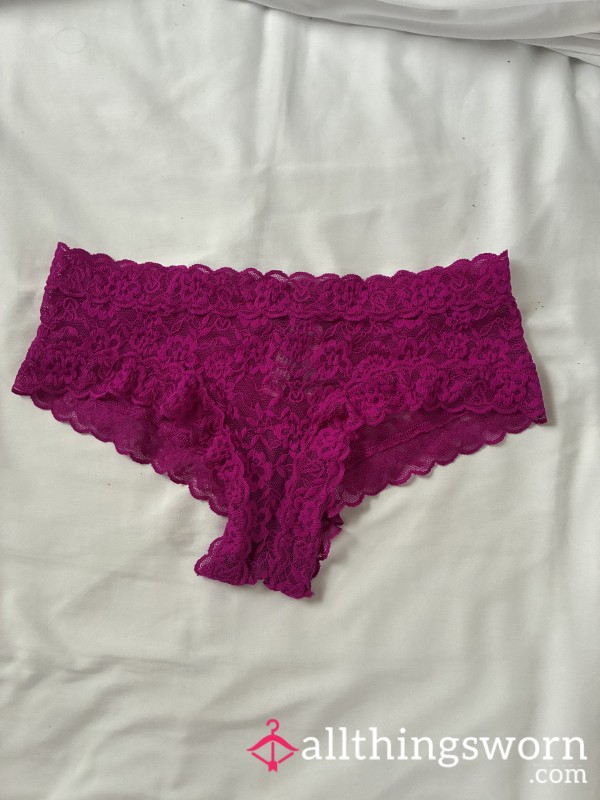 Hot Pink Lace Vs Worn 12-24 Hr Panties