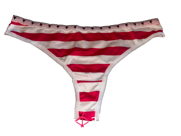 Hot Pink & White Striped Thong