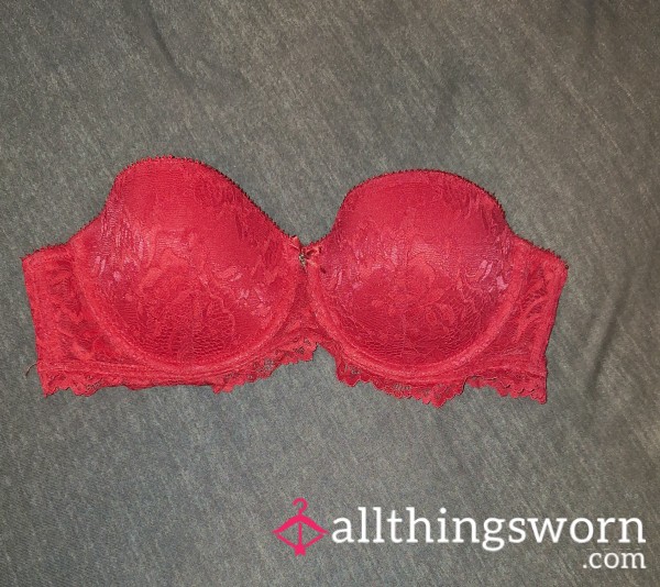 Hot Red Strapless Lace Bra🖤