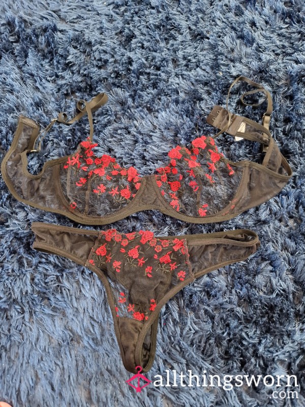 Hot See Through Black And Red Set