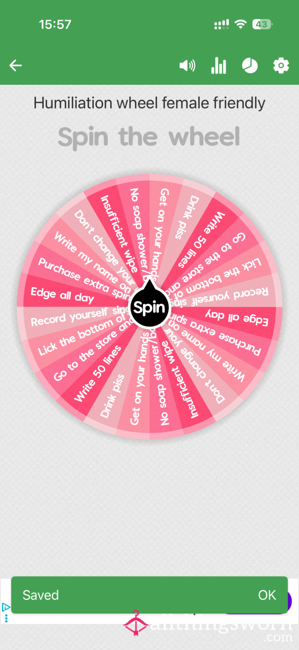 Humiliation Wheel Female Friendly X3 Spins