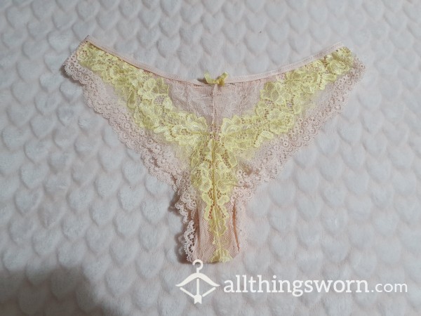 Hunkemoller Pink & Yellow Lace Cheekies
