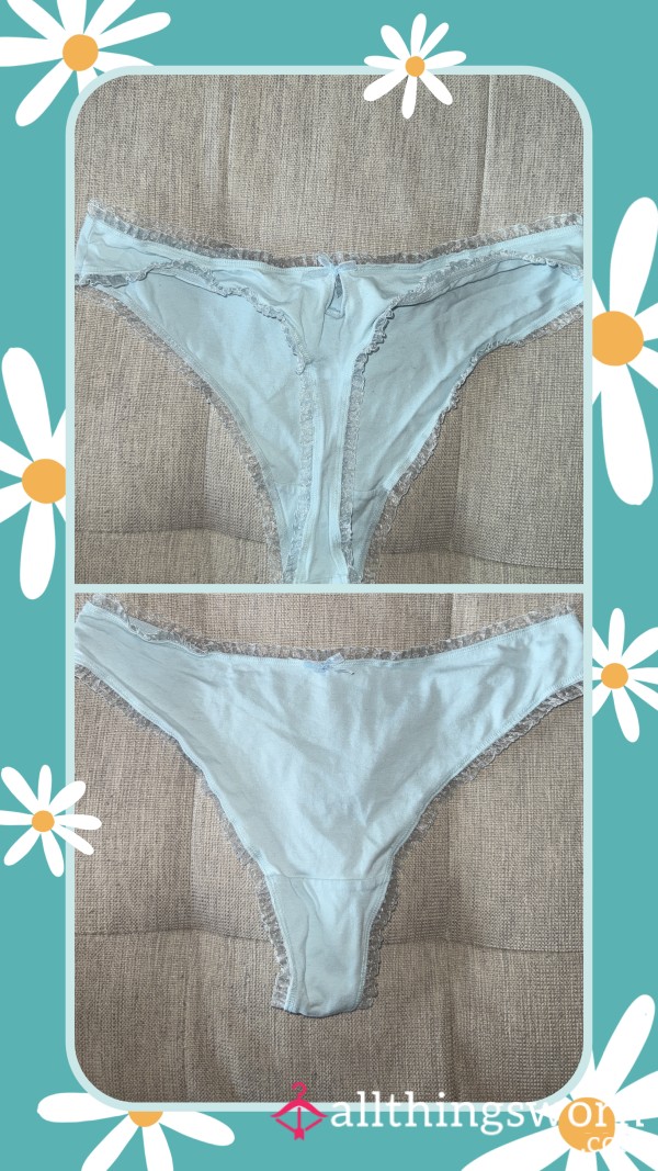 Icy Blue Thong With Frills 🩵