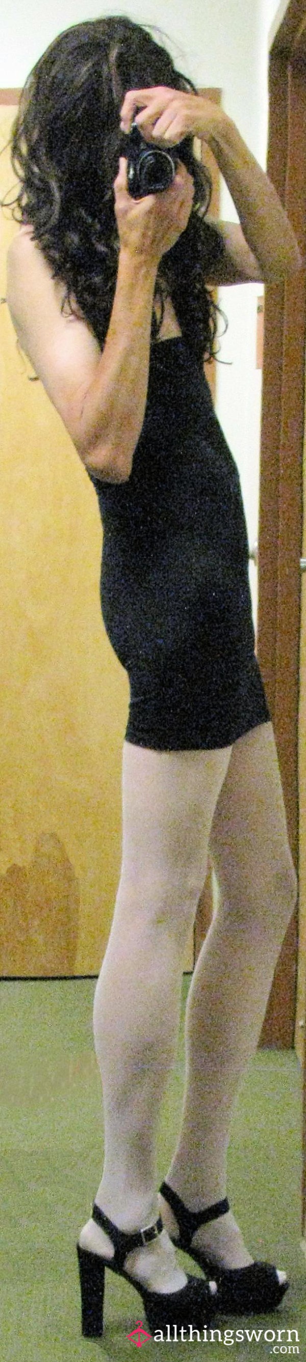 Indigenous T-Gurl's White Pantyhose On Long Legs