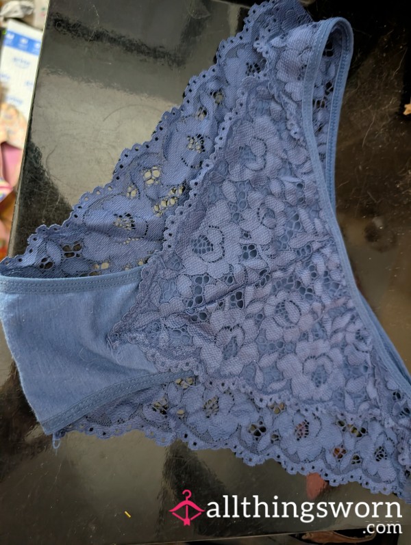 Indigo Lace High Cut Panties, Size L