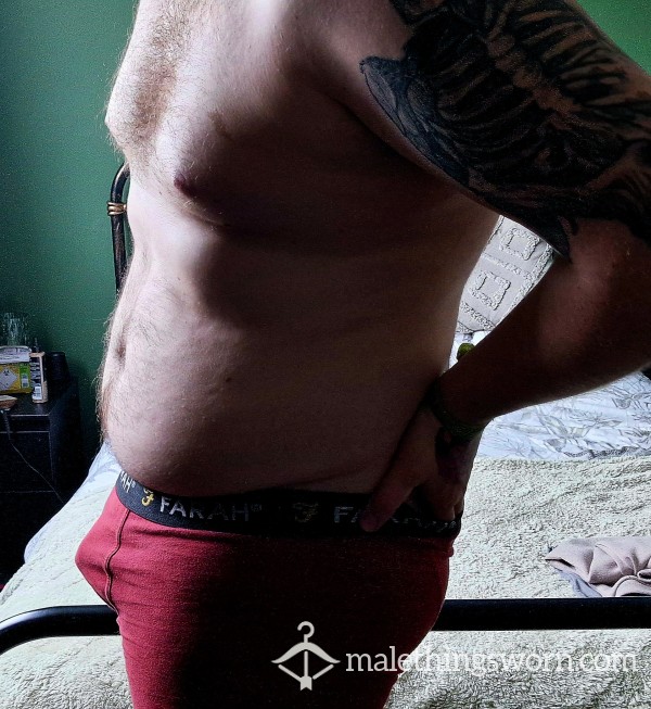 Inked Bad Boy’s Worn Red Farah Boxers 😈🔥