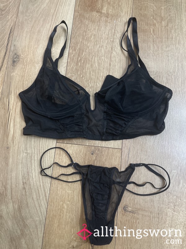 🖤 Intimate Black Mesh Lingerie Set – Worn In A Night Of Pa**ion 🖤