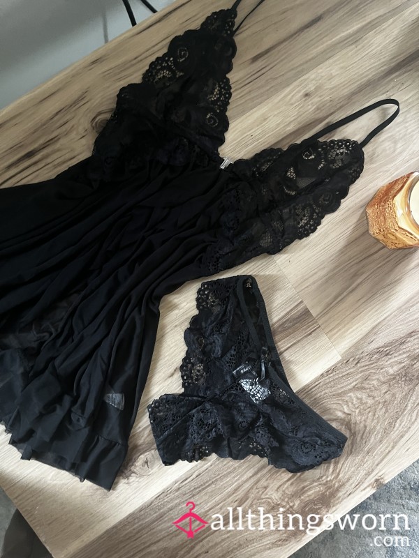 Intimately Worn Black Lingerie Set