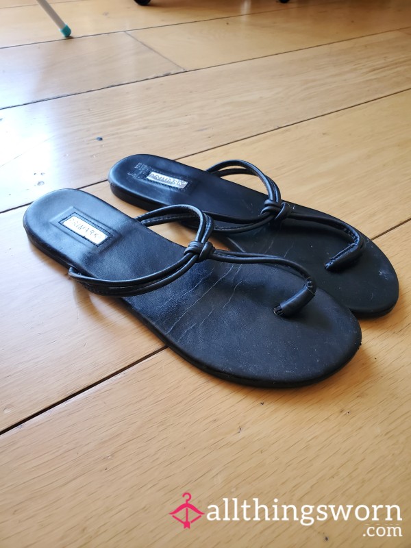 Intimately Worn Black Thong Sandals