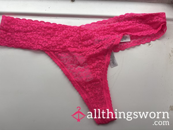 Intimately Worn Pink Lace Thong – Soft, S**y, Addictive”
