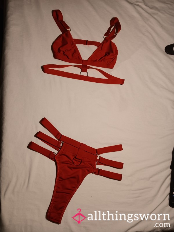 Intimately Worn Red Lingerie Set