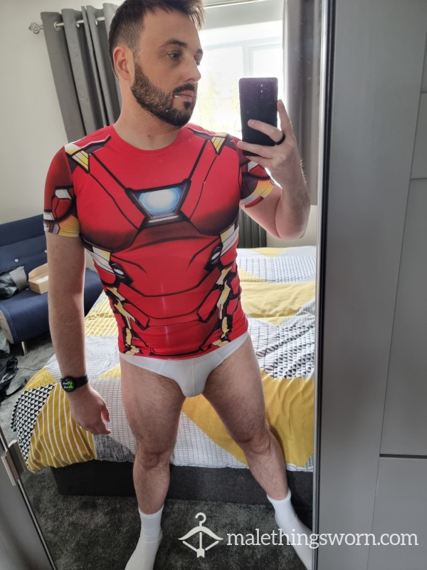 🦾 Iron Man Compression Top – Worn & Dominated