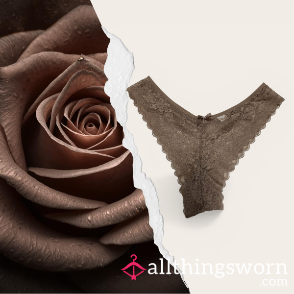 Soft Mocha ⋆ Well Worn Lace Panties ⋆ Cotton Gusset ⋆ 24 Hour Worn ⋆ Warm Natural Scent