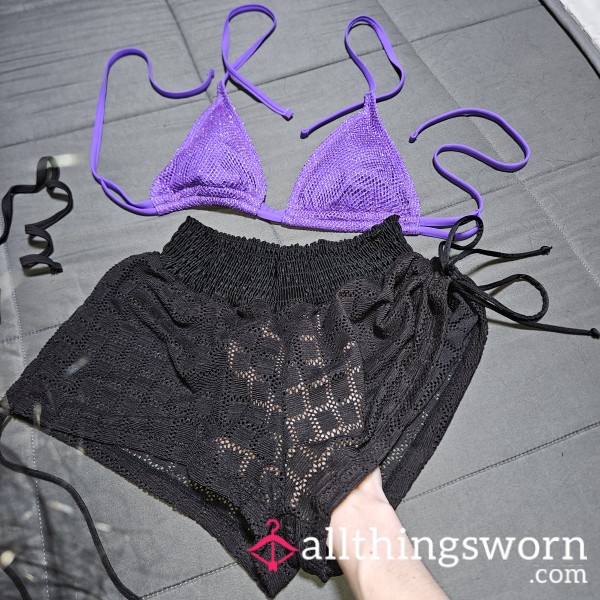 Bikini W/ SeeThru Scrunch Shorts