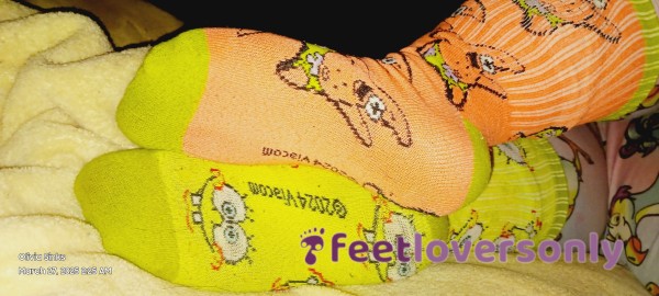 I've Had These Cuties On All Day  , My Favorite SpongeBob And Patrick Socks .