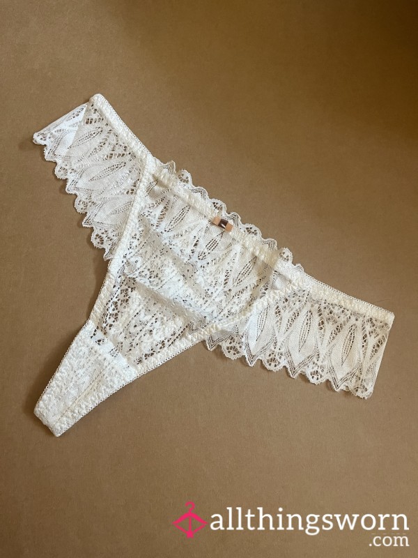 Ivory Lace Thong, Worn Only For You