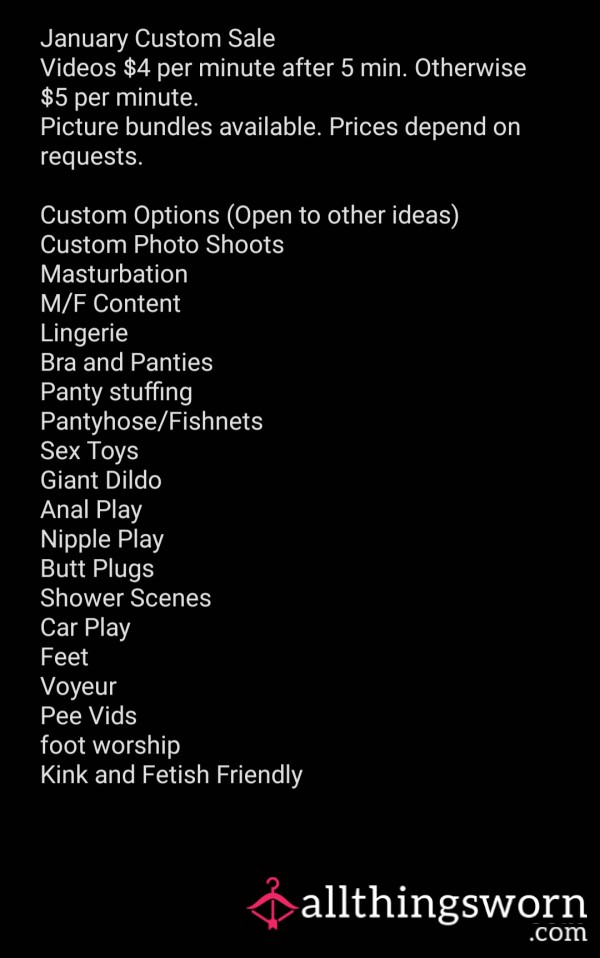 January Custom Sale
