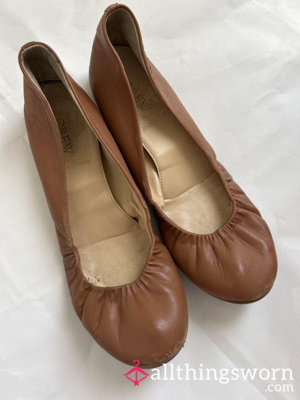 J.Crew Worn-In Leather Ballet Flats