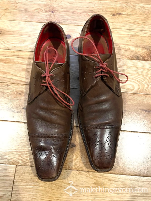 Jeffery West Men's Brown Leather Brogues Office Laced Shoes Used UK Size 8 (EU 42 US 9)