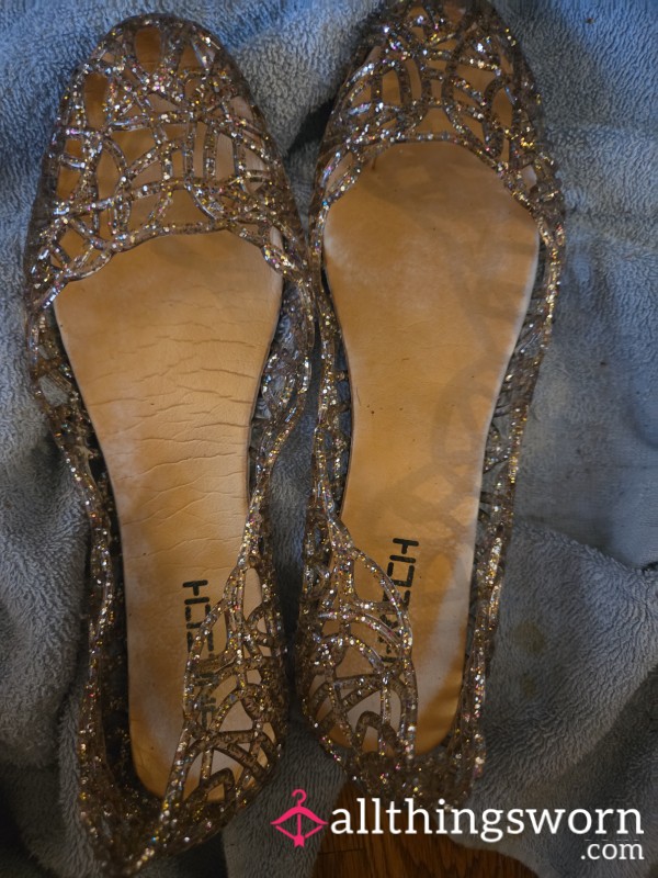 Jelly Shoes Size 9 Clear With Sparkles