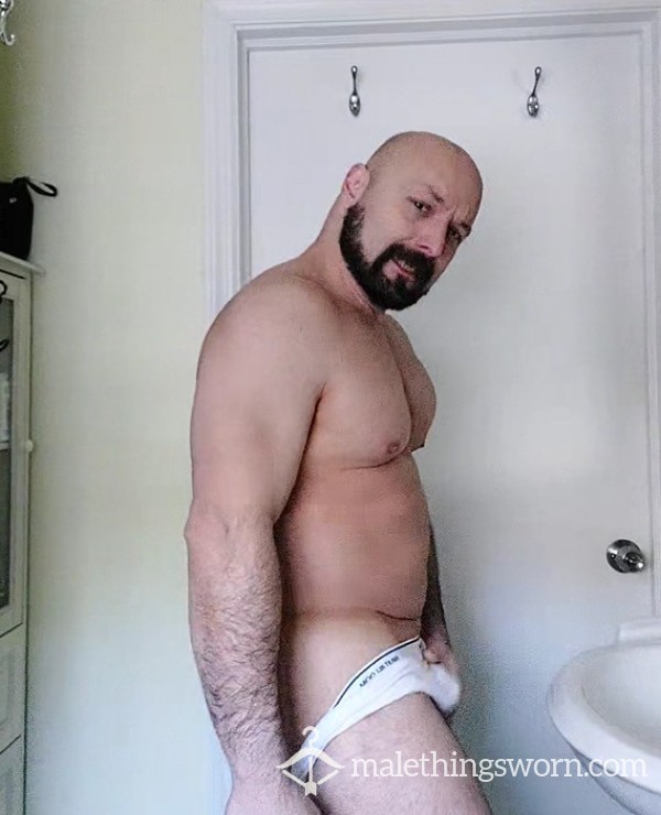 Jerking Off And Showing Hole In White Cotton Underwear