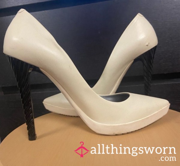 Jimmy Choo Womens Leather Pointed Toe High Heels Pumps Off White Size 38