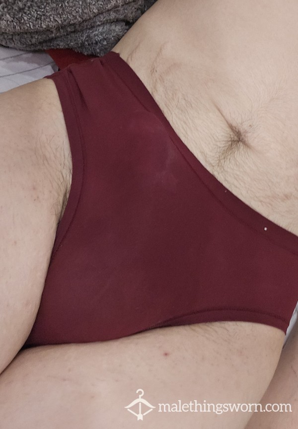 Jizz Stained Maroon Panties