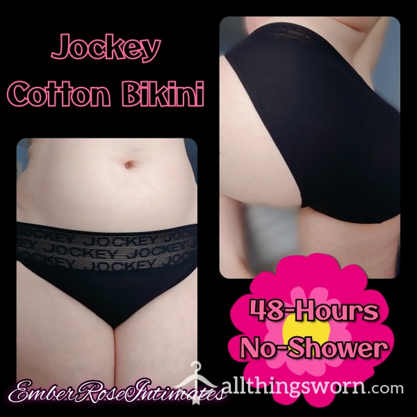 Well-Worn Jockey Black Cotton Bikini Fullback W/ Stained Gusset