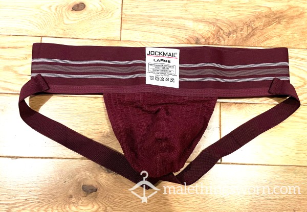 Jockmail Traditional Cla**ic Woven Wide Band Jockstrap In Burgundy Wine (L) Ready To Be Customised For You!