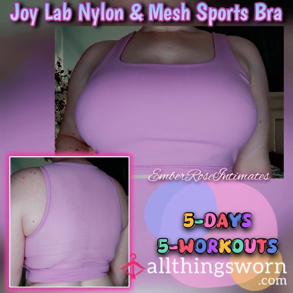 JoyLab Sweaty Pink Nylon & Mesh Sports Bra (Lightly Padded) (5-Days & 5-Workouts)