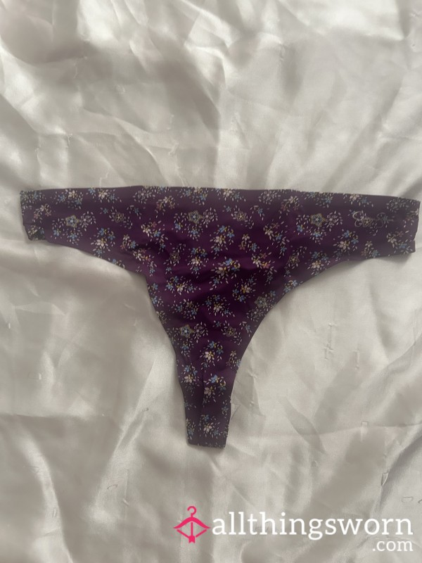 JS Flor*l Purple Silky Thong
