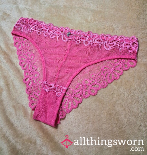 Juicy Couture Hot Pink Lacey Full Back Panties With Jewel Detail 💕