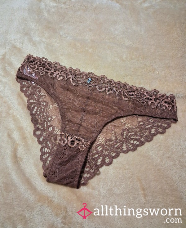 Juicy Couture Lace Brown Full Gusset Panties Gem Detail 💎 | 24 Hour Wear