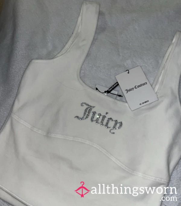 Juicy Couture Women's Medium Velour White Top With Diamanté Logo Size S/M BNWT RRP £28