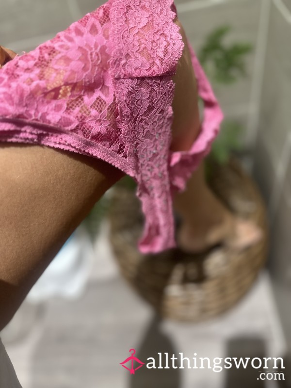 JUICY Diamante Juicy Pink Lace Thong 24hr Wear