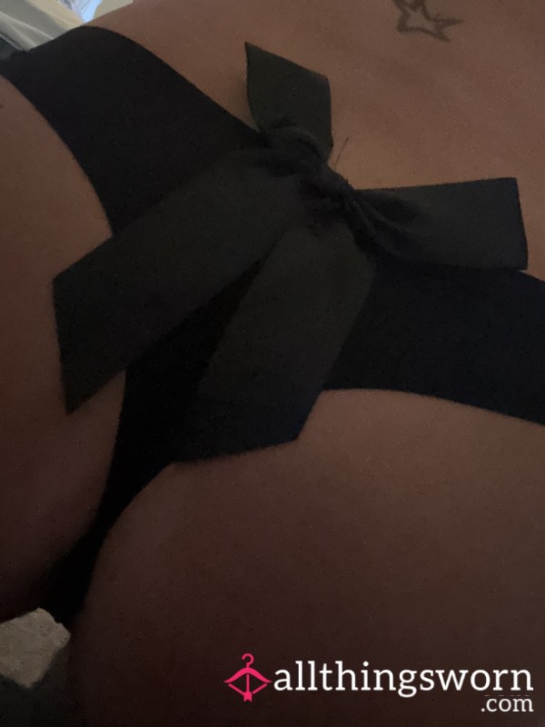 Juicy Well Worn Black Ribbon Thong