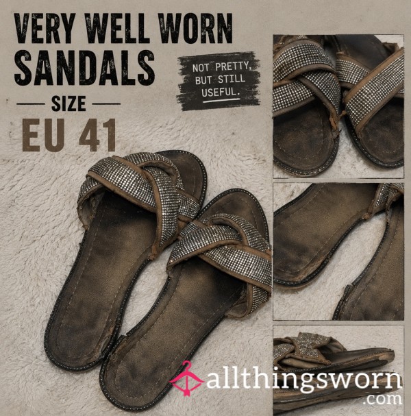 Filthy Cushioned Sparkly Sandals | VERY OLD | EXTREMELY WORN WU 41