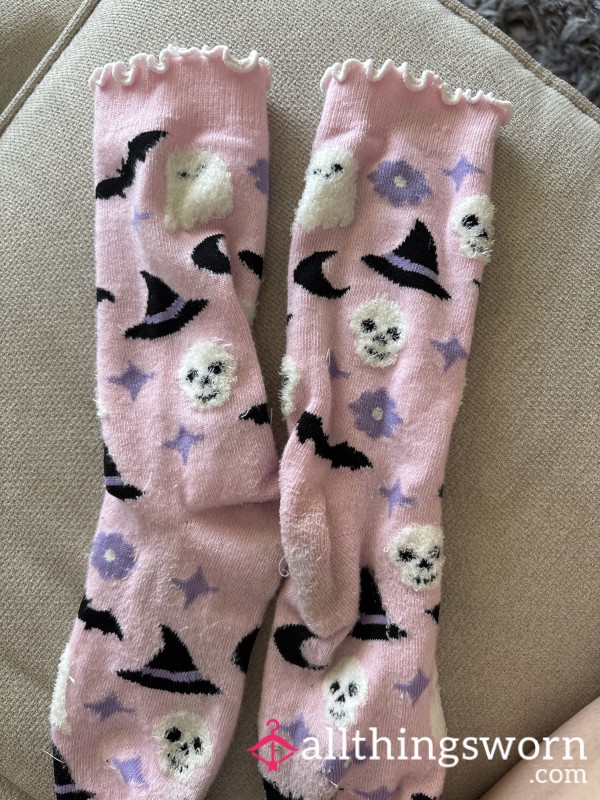 Kawaii Pink Ghost Halloween Socks