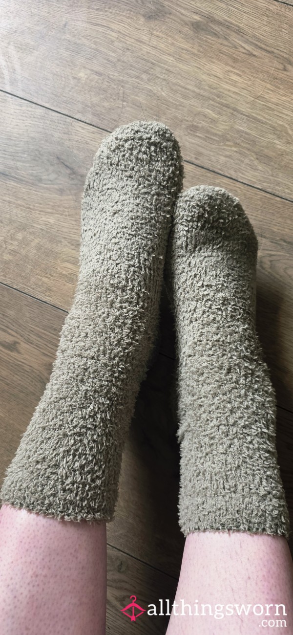 Khaki Fluffy Socks