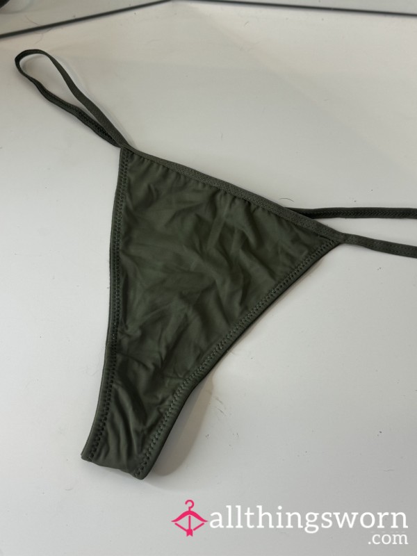 Khaki Green Silky Thong