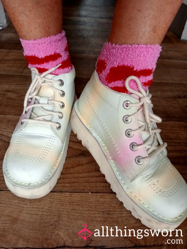 Kickers Pastel Boots And Fluffy Socks