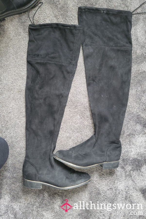 Kinky Black Over The Knee Boots